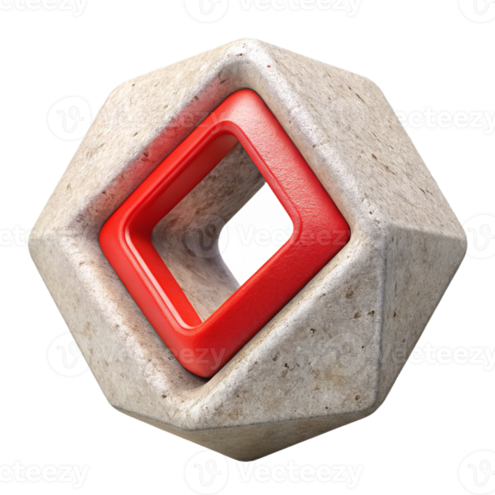 dramatic vintage Geometric Shape Algorithm with Red Outline Cutout ...