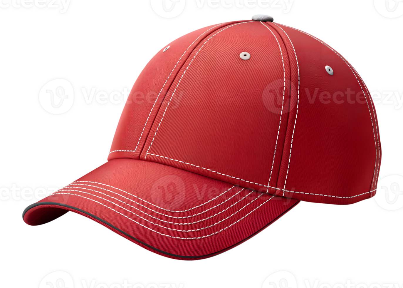 Durable red cap with contrasting stitching design png