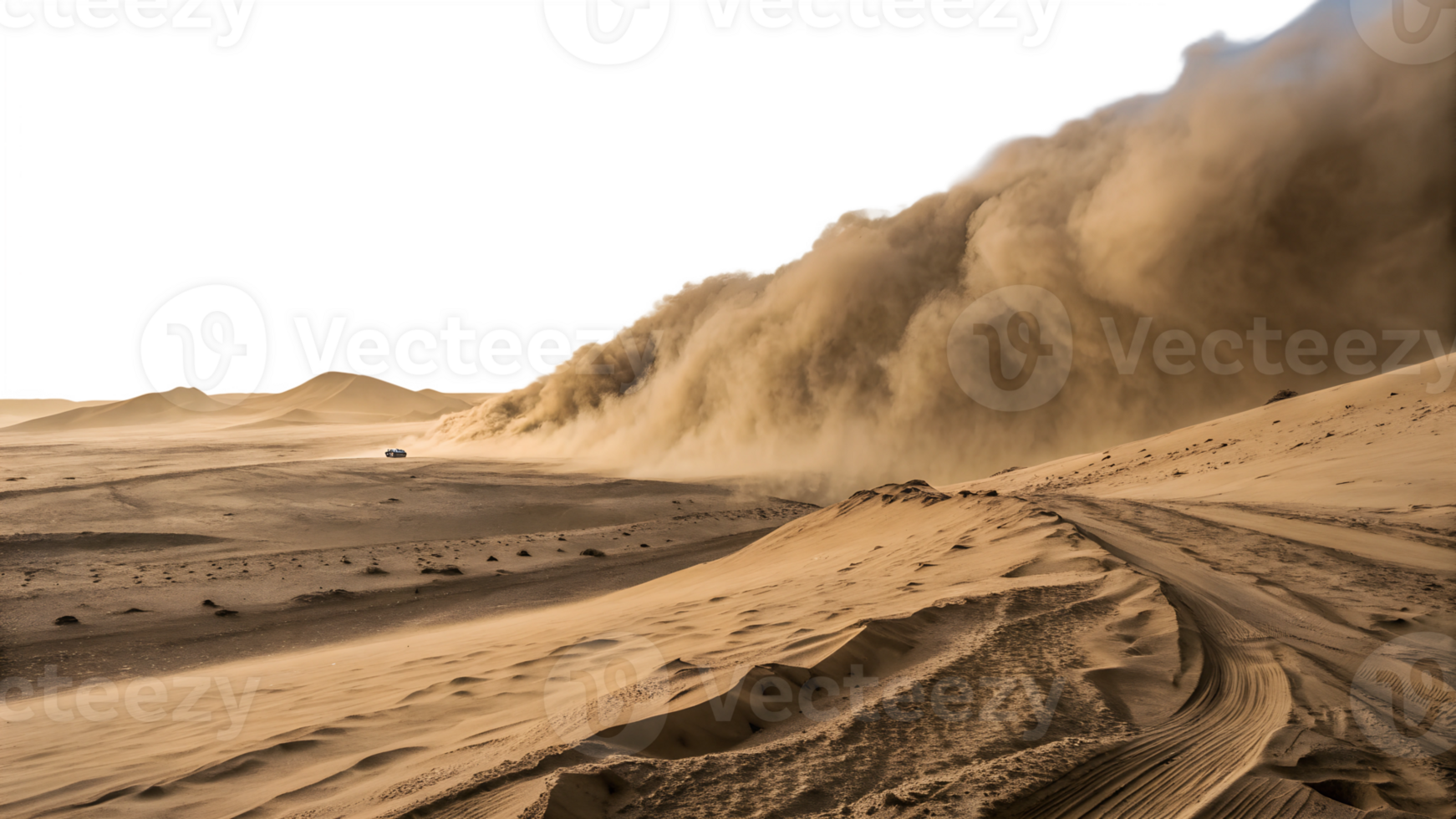 Dust storm sweeping across the desert landscape png