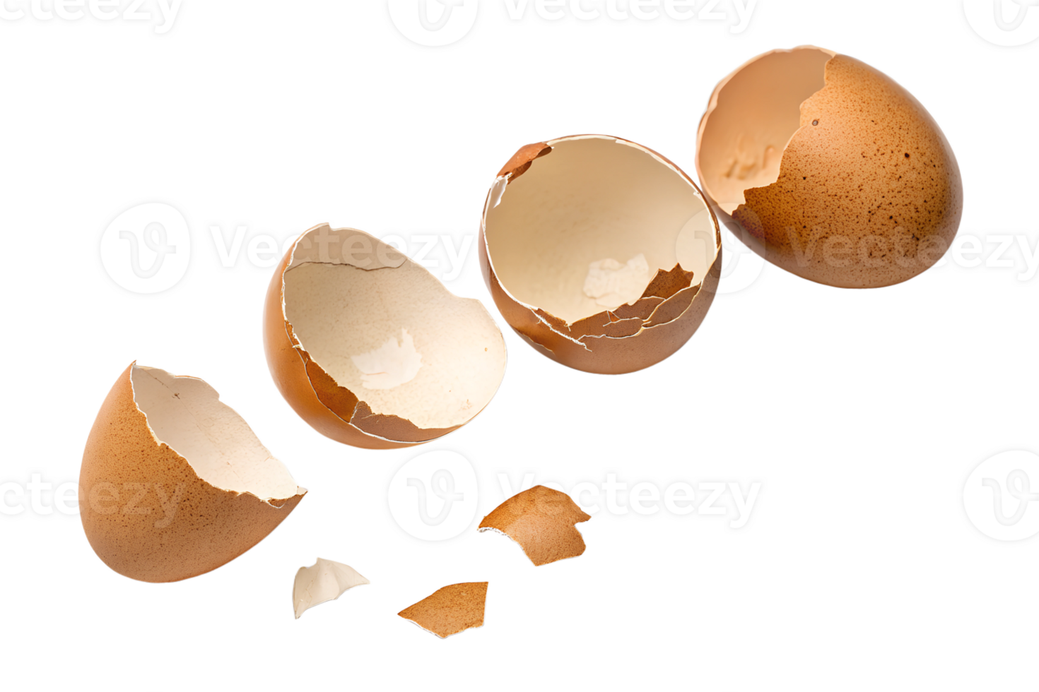 Broken eggshells on white backdrop png