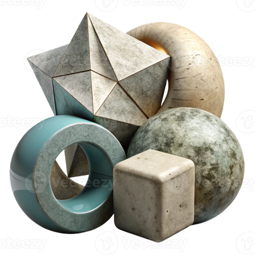dramatic classic Geometric Shapes for Math Education Isolated high resolution png