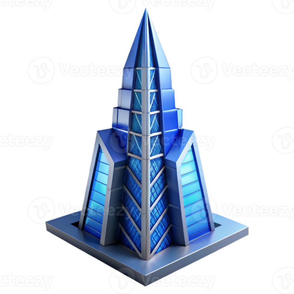 dramatic minimalist Geometric Skyscraper Design Blue Tint Cutout authentic png