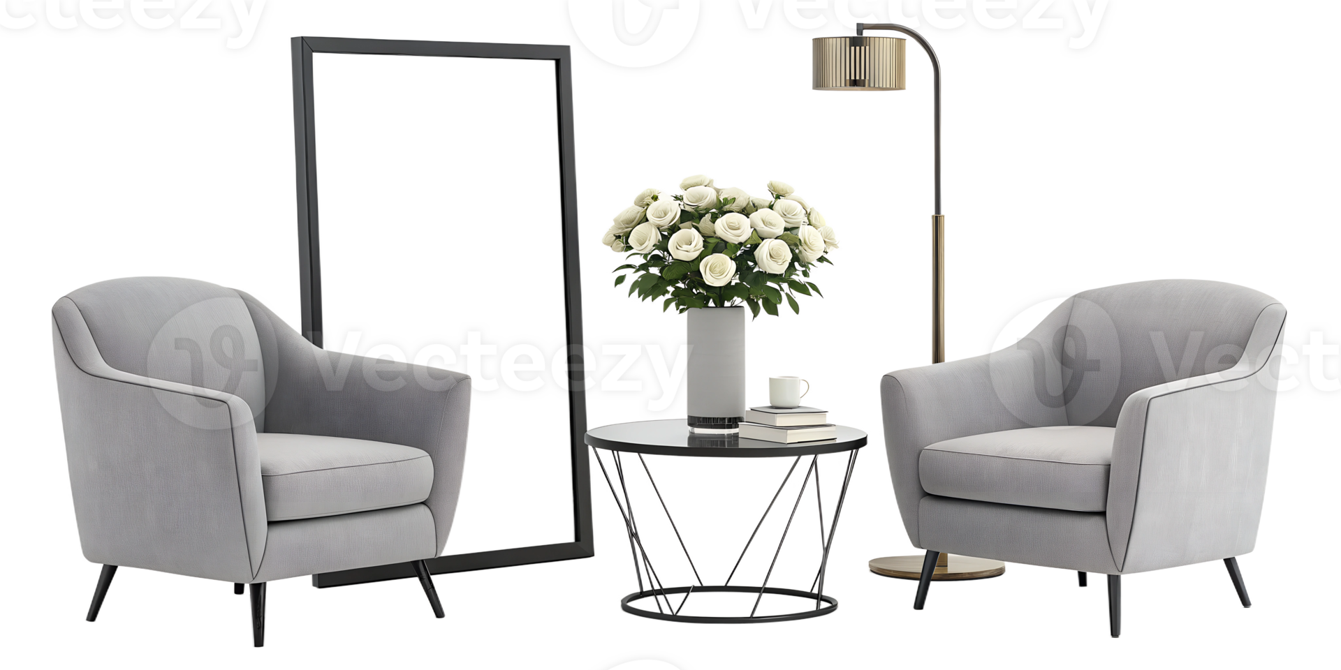 Cozy modern living room setup with stylish decor png
