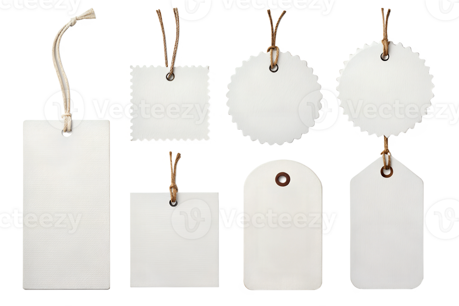White tags arranged in various shapes and sizes png