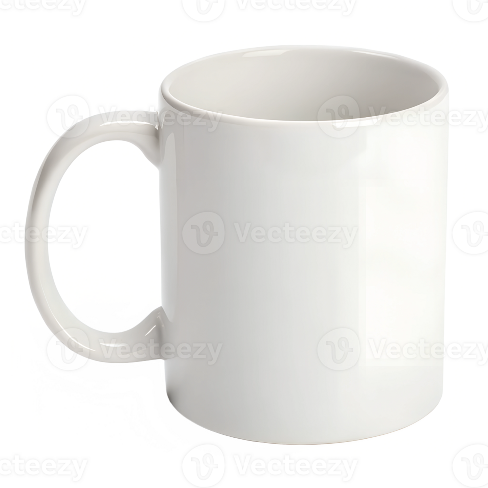 Blank white coffee mug displayed on a table png