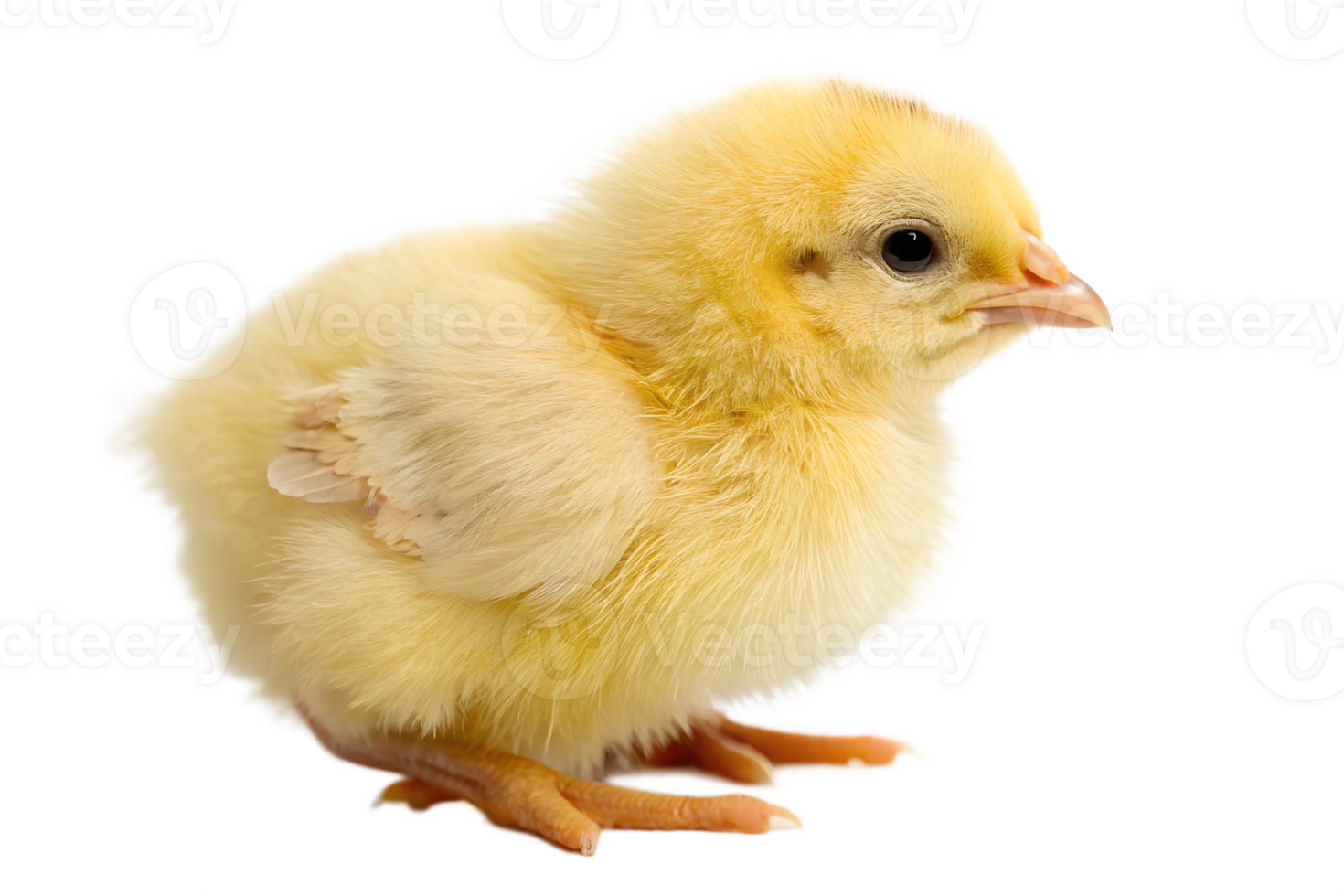 Cute yellow chick sitting on a white background png