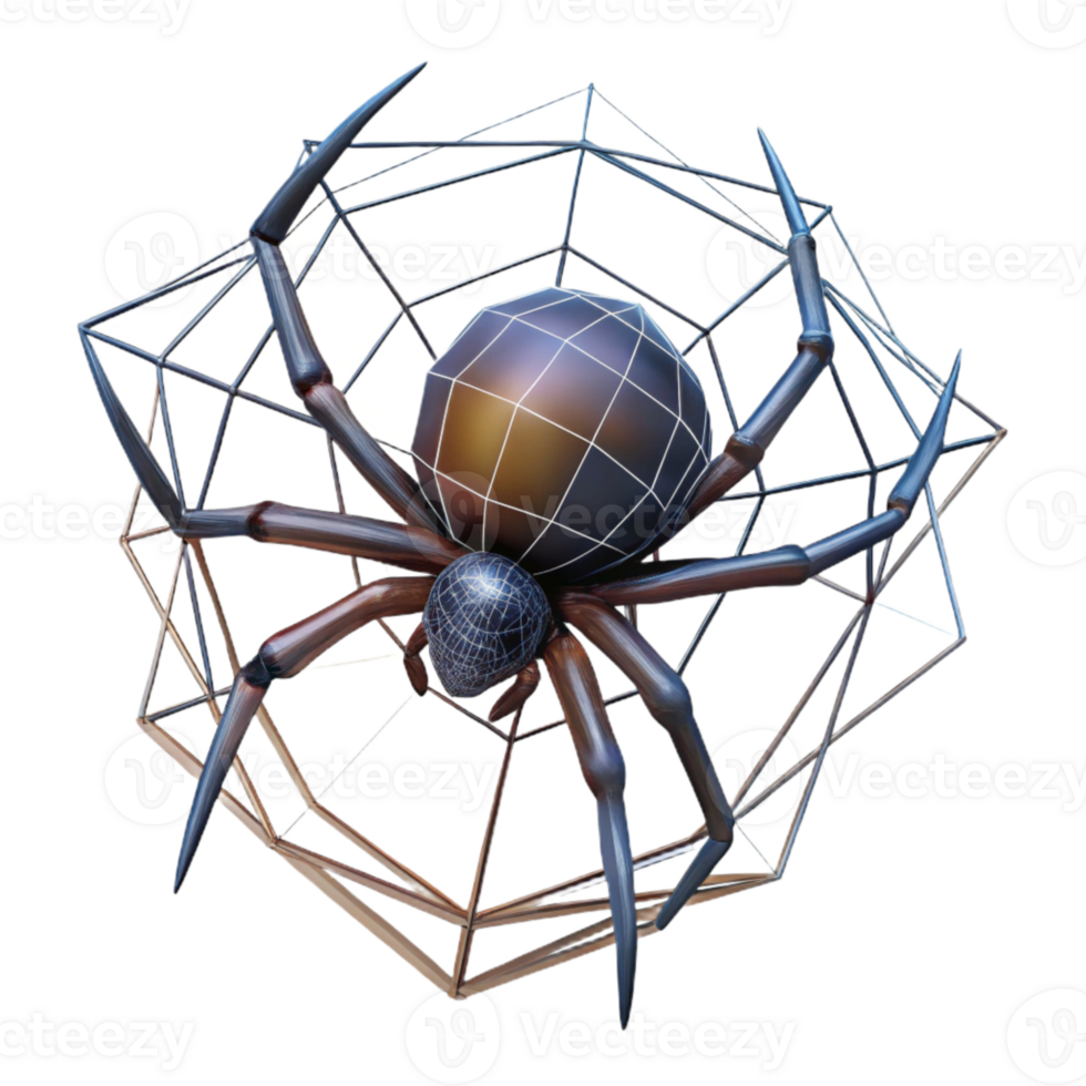 beautiful classic Geometric Spider in Digital Web Isolated exclusive png