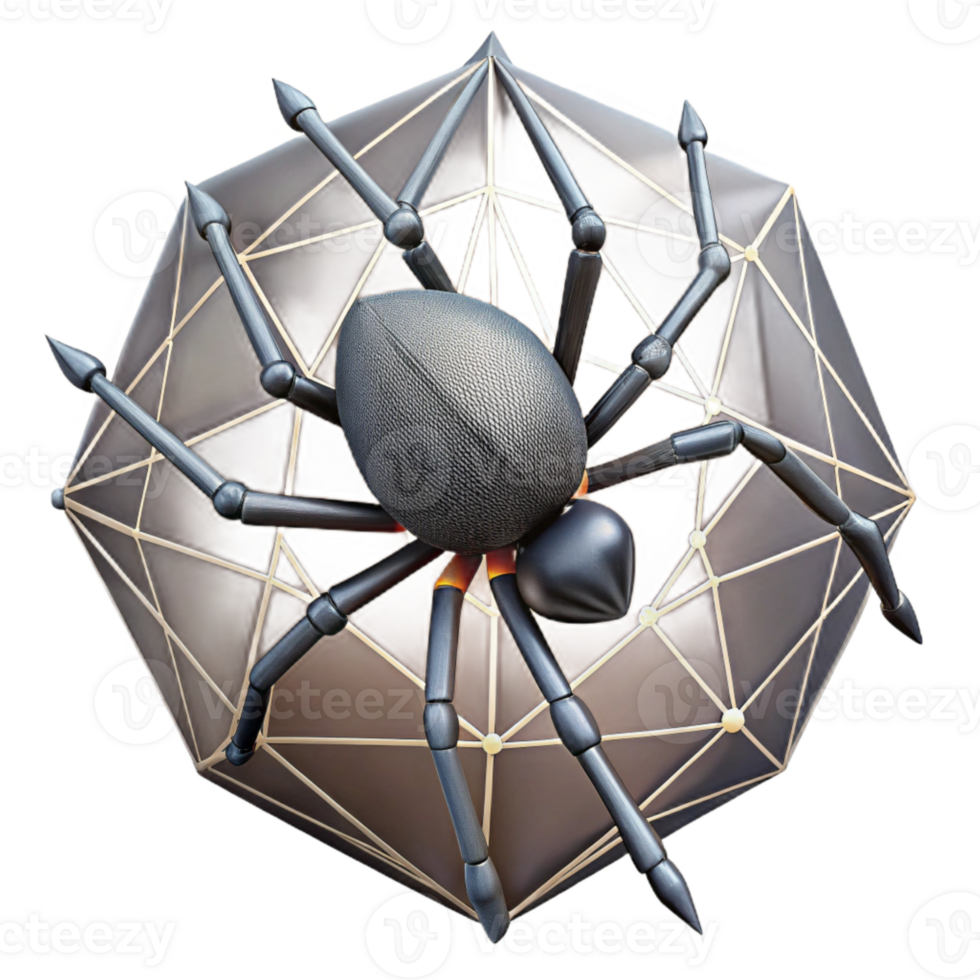 beautiful traditional Geometric Spider in Digital Web Isolated authentic png