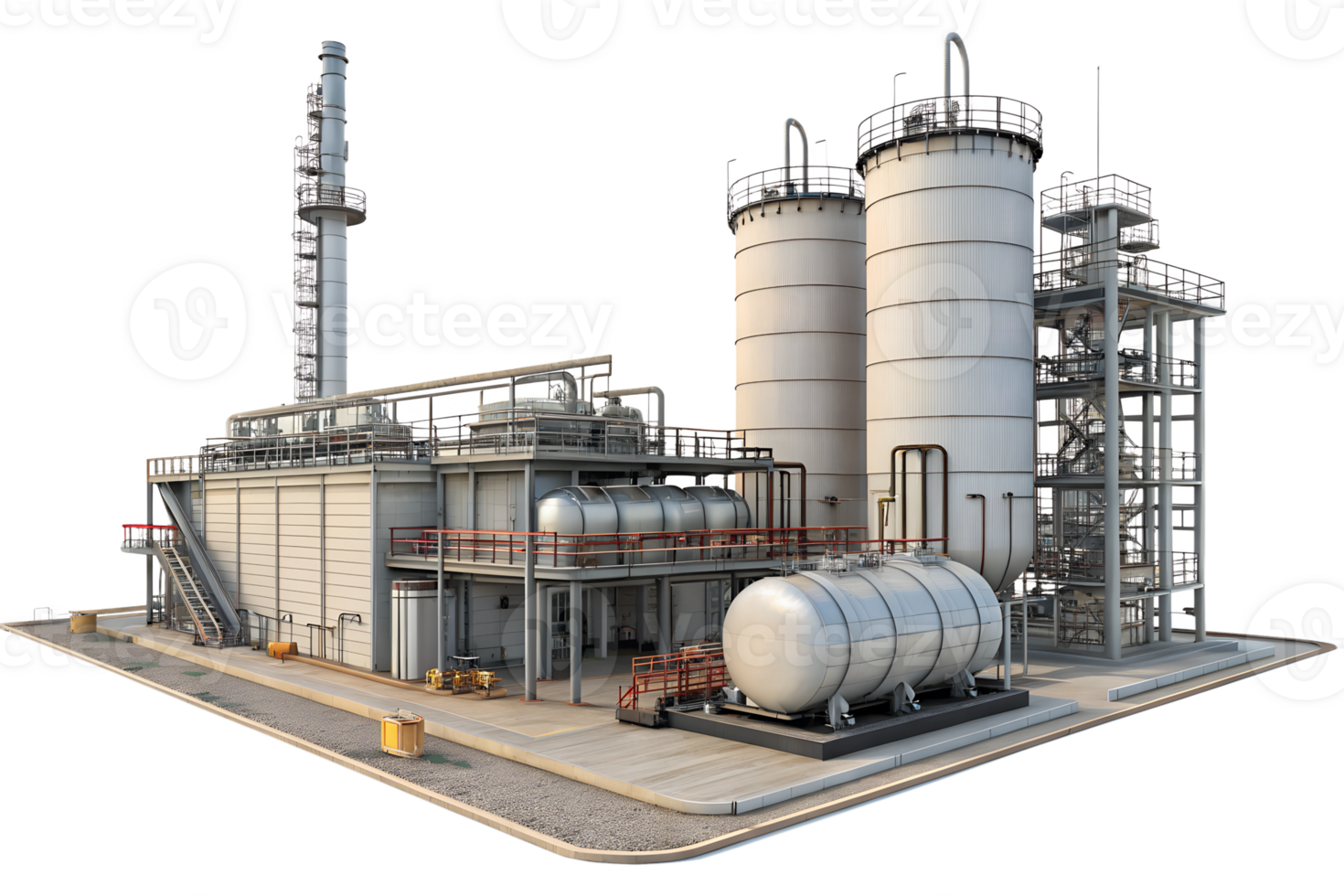 Industrial site with large storage tanks png