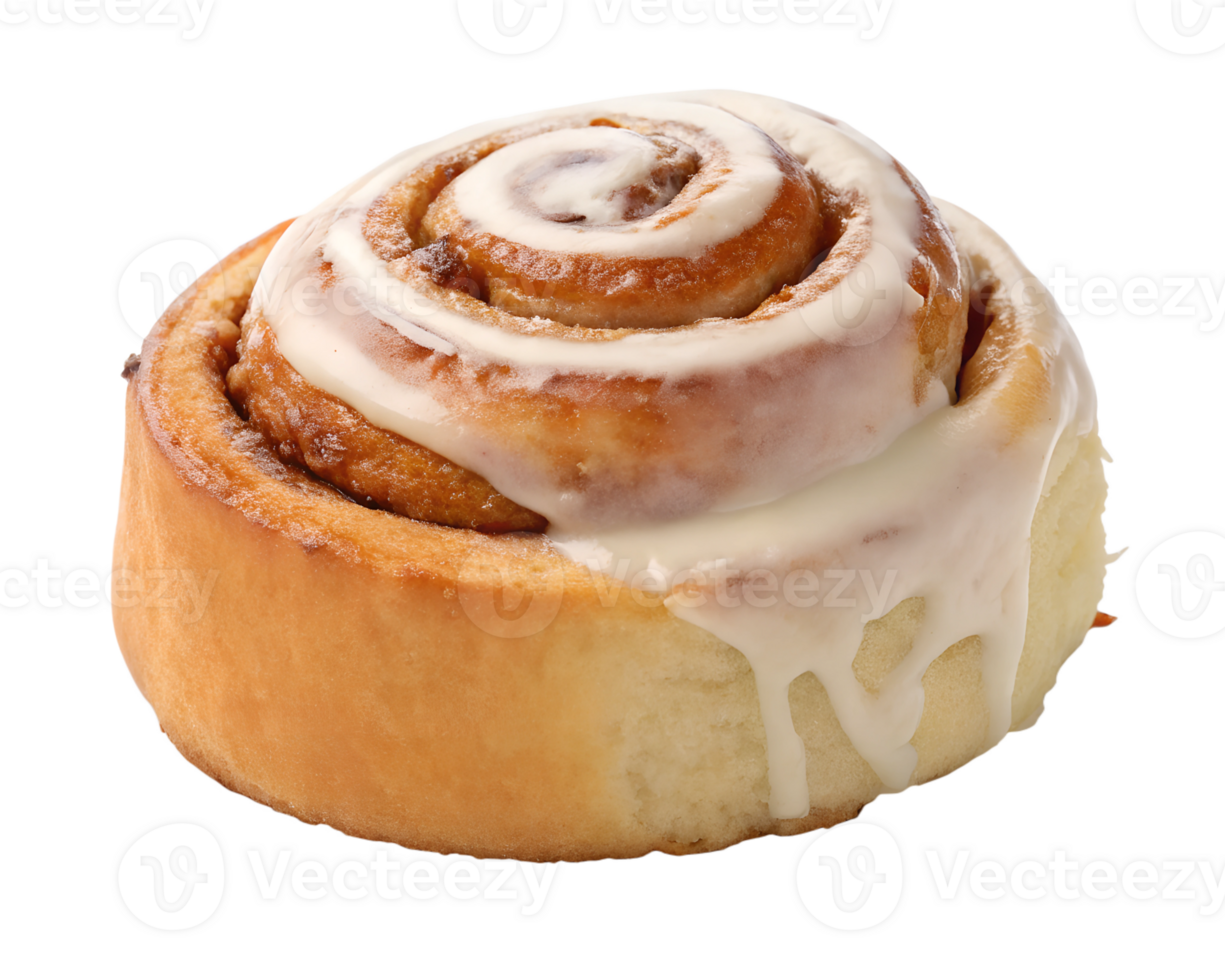 Cinnamon roll with creamy frosting png