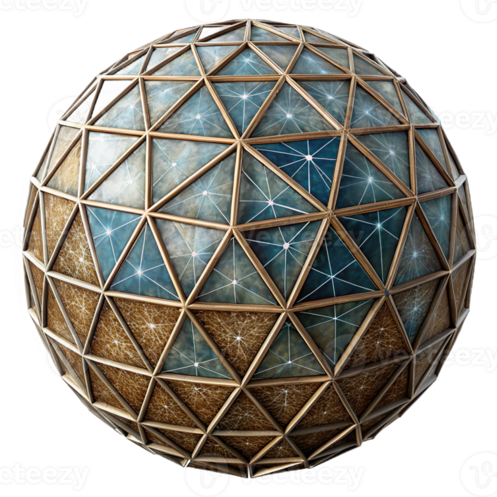 extraordinary artistic Geometric Sphere with Wireframe Structure png