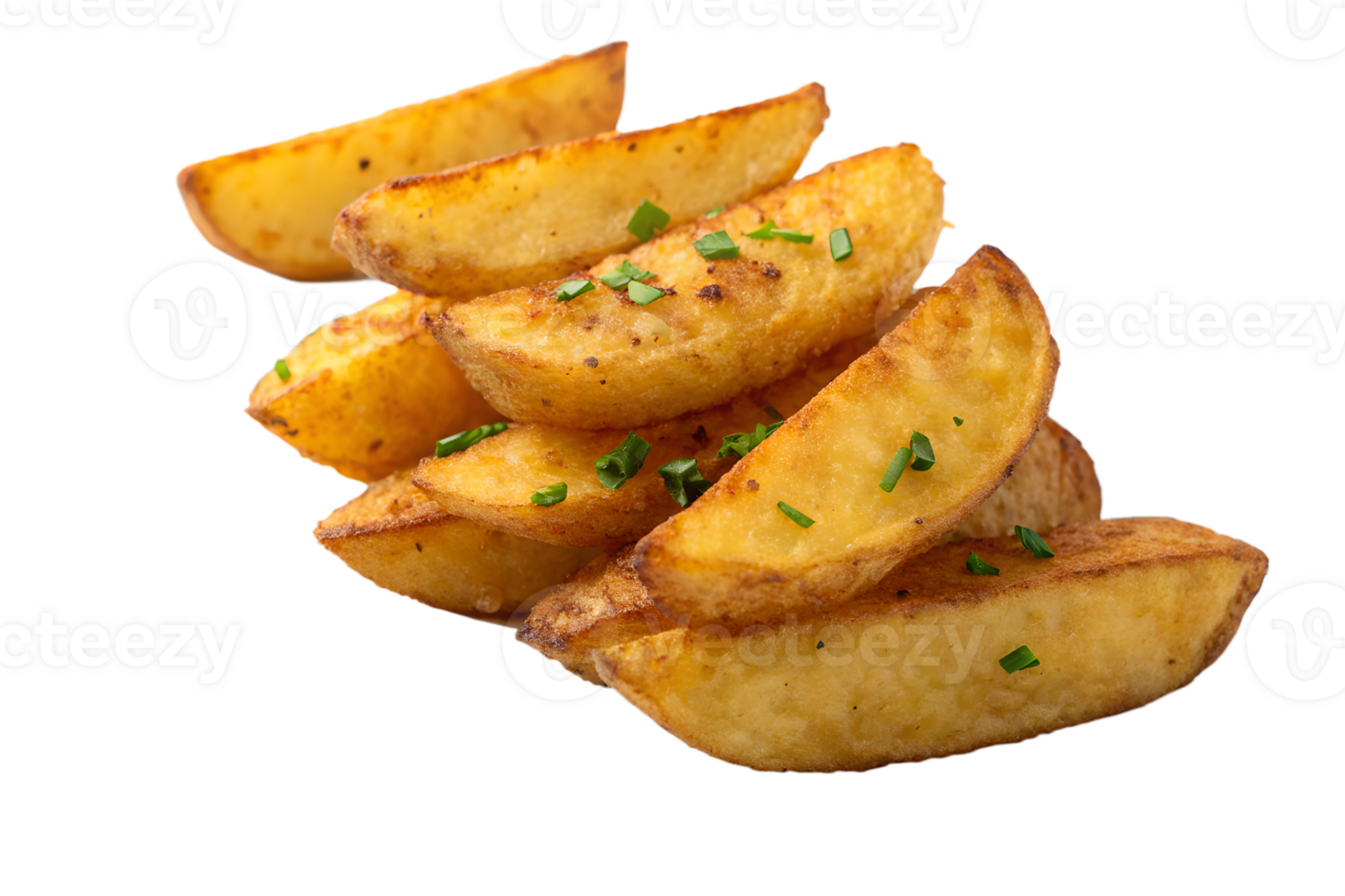 Crispy potato wedges served with herbs png