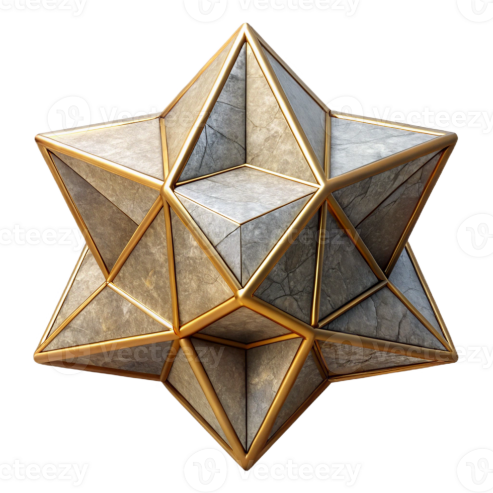 wonderful abstract Geometric Star Isolated with Gold Outline authentic png