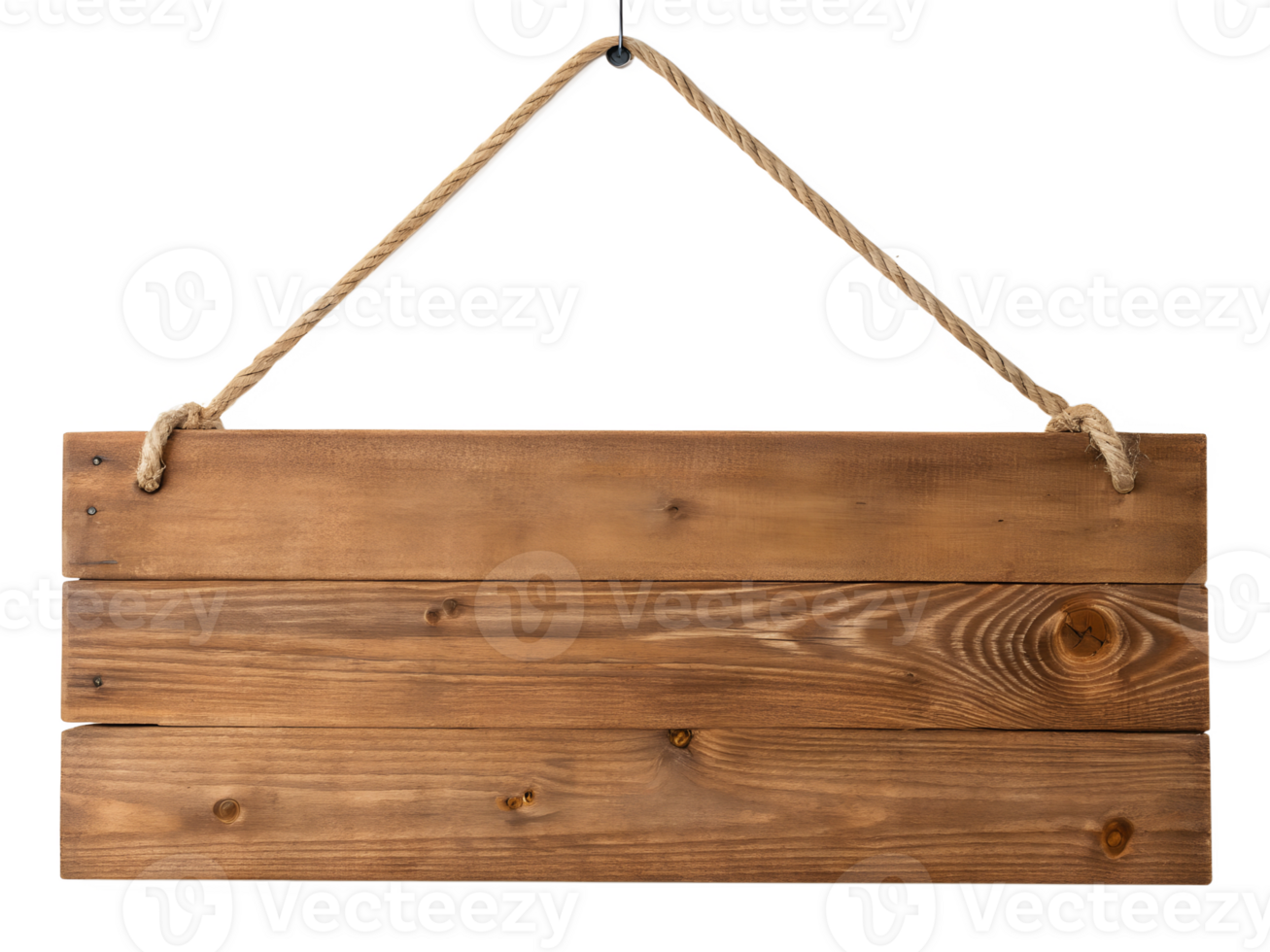 Wooden sign hanging with rope in natural setting png