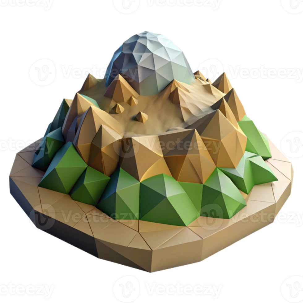 beautiful creative Geometric Terrain Cutout Transparent Background Low Poly Style exclusive png