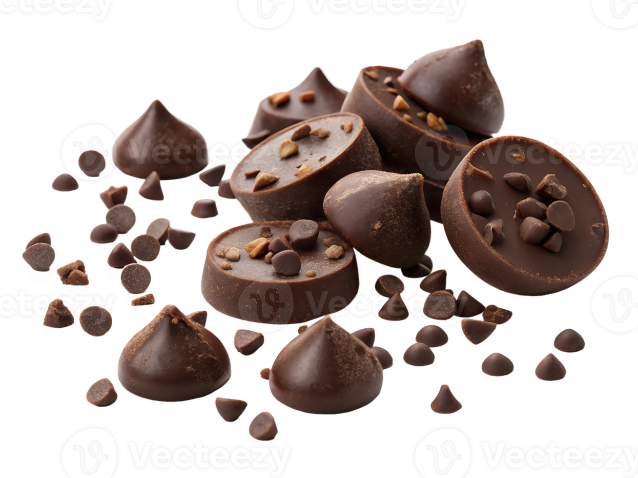 Tasty mix of chocolate candies and chips png