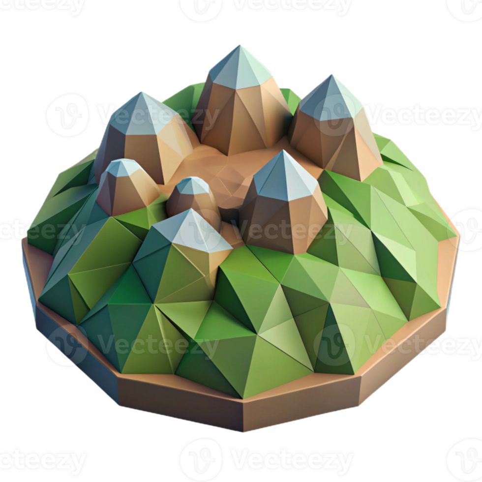 elegant creative Geometric Terrain Cutout Transparent Background Low Poly Style detailed png
