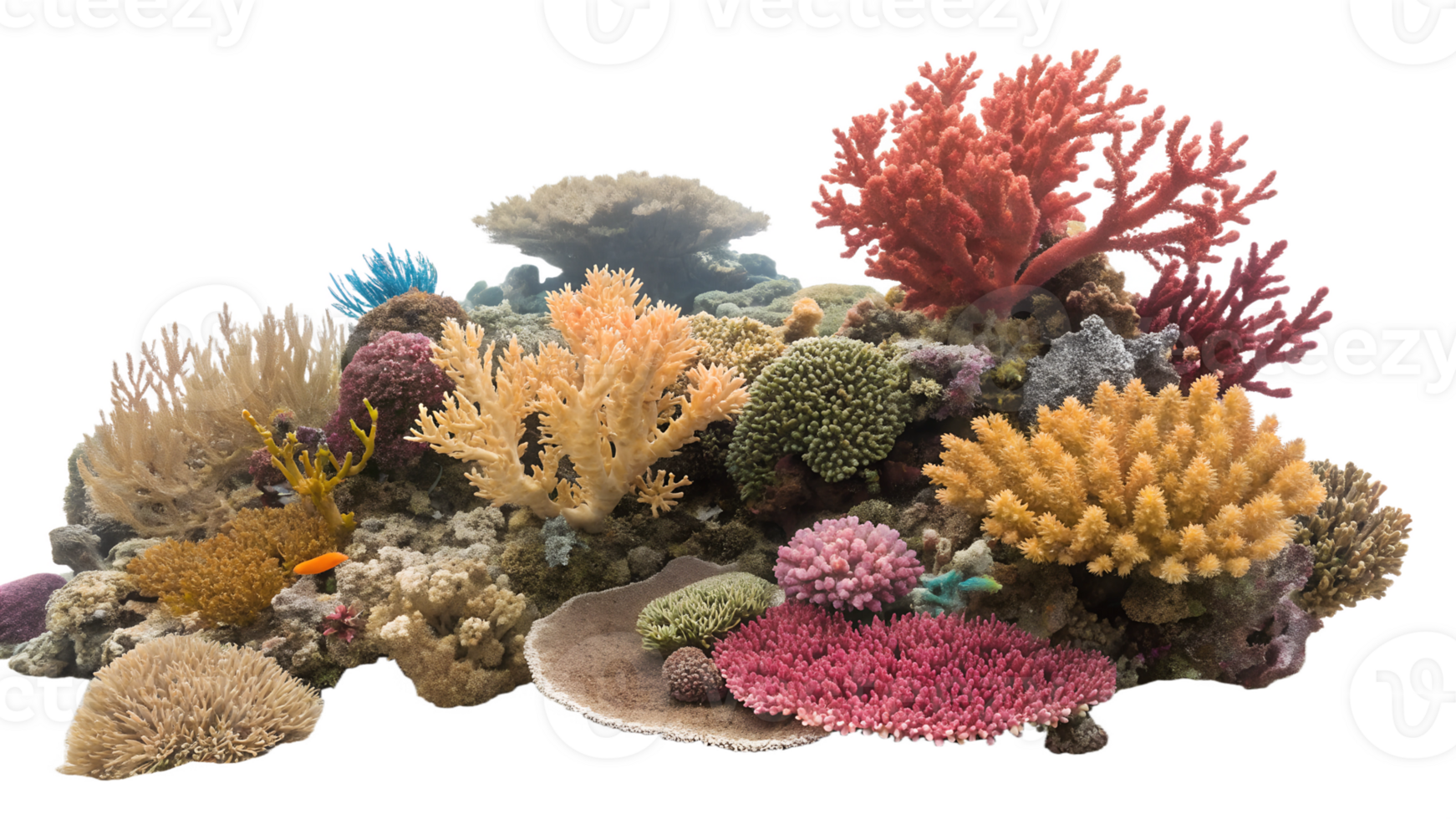Vibrant coral reef teeming with marine life png