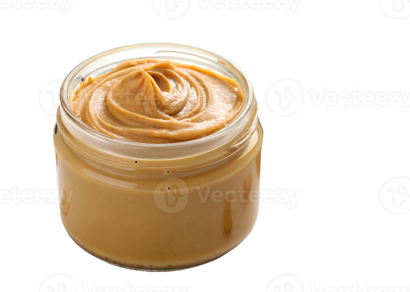 Creamy peanut butter in a glass jar png