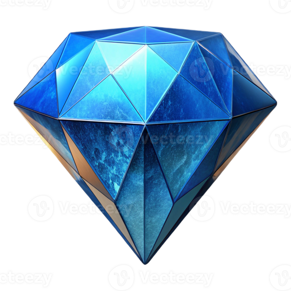 dramatic minimalist Geometric Vr Diamond with Blue Facets Isolated high quality png