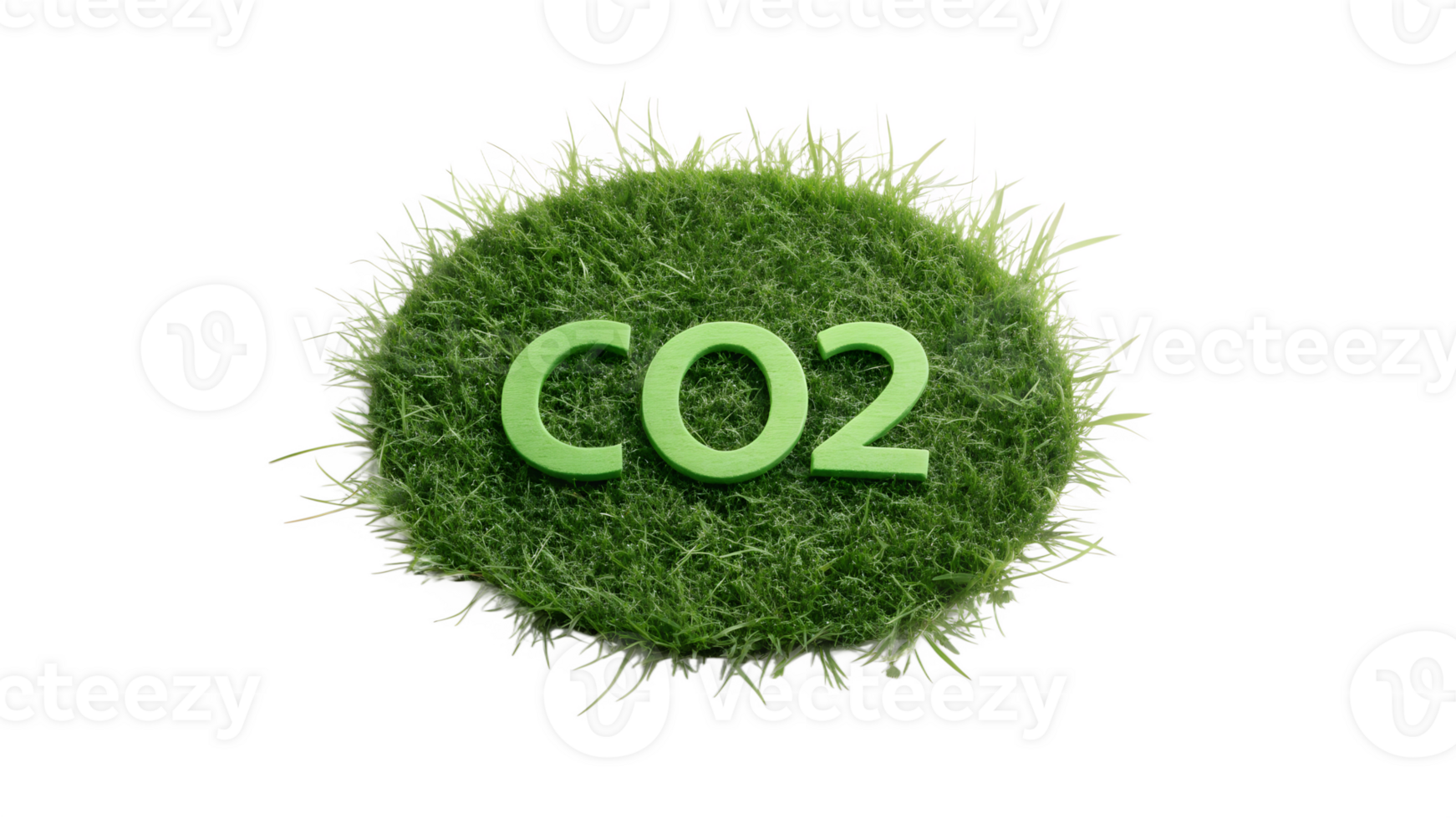 CO2 symbol on green grass circle png
