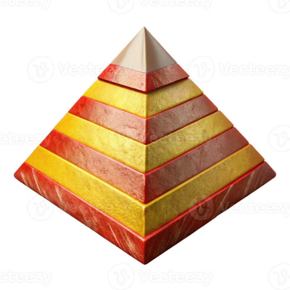 magnificent classic Geometric Vr Pyramid with Red and Yellow Stripes Isolated authentic png
