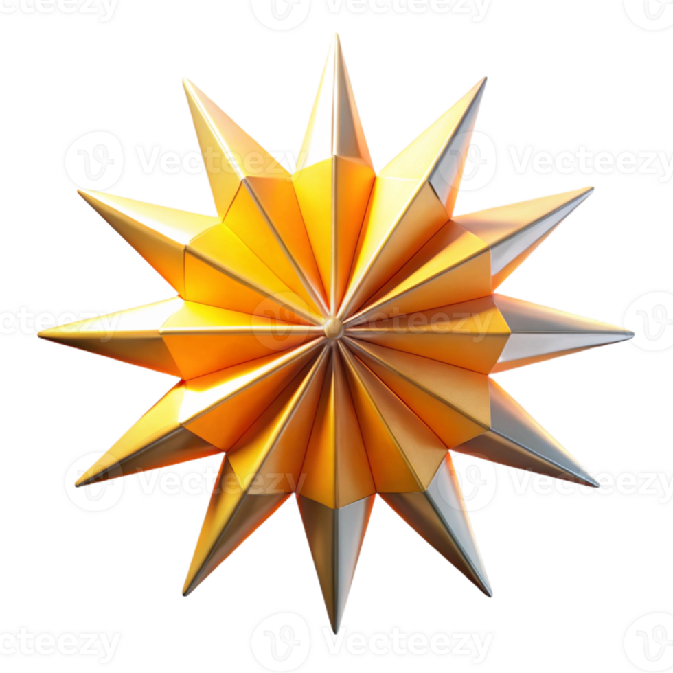 vibrant artistic Geometric Vr Starburst with Yellow and Orange Rays Isolated png