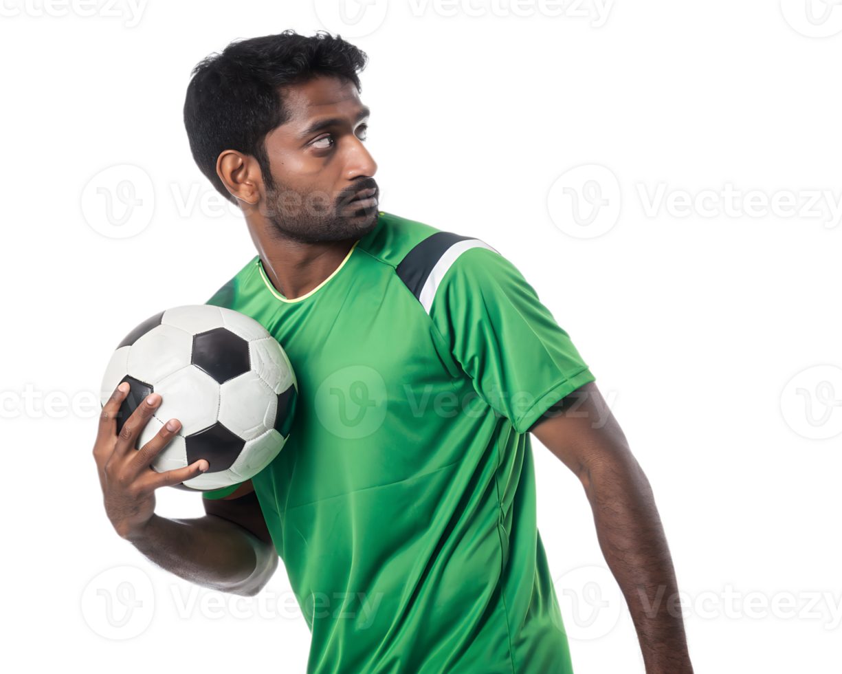 Soccer player preparing for a throw in action png
