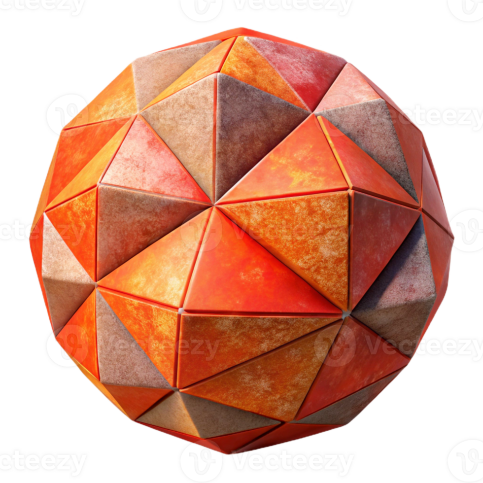 serene contemporary Geometric Vr Sphere with Red and Orange Segments Isolated genuine png