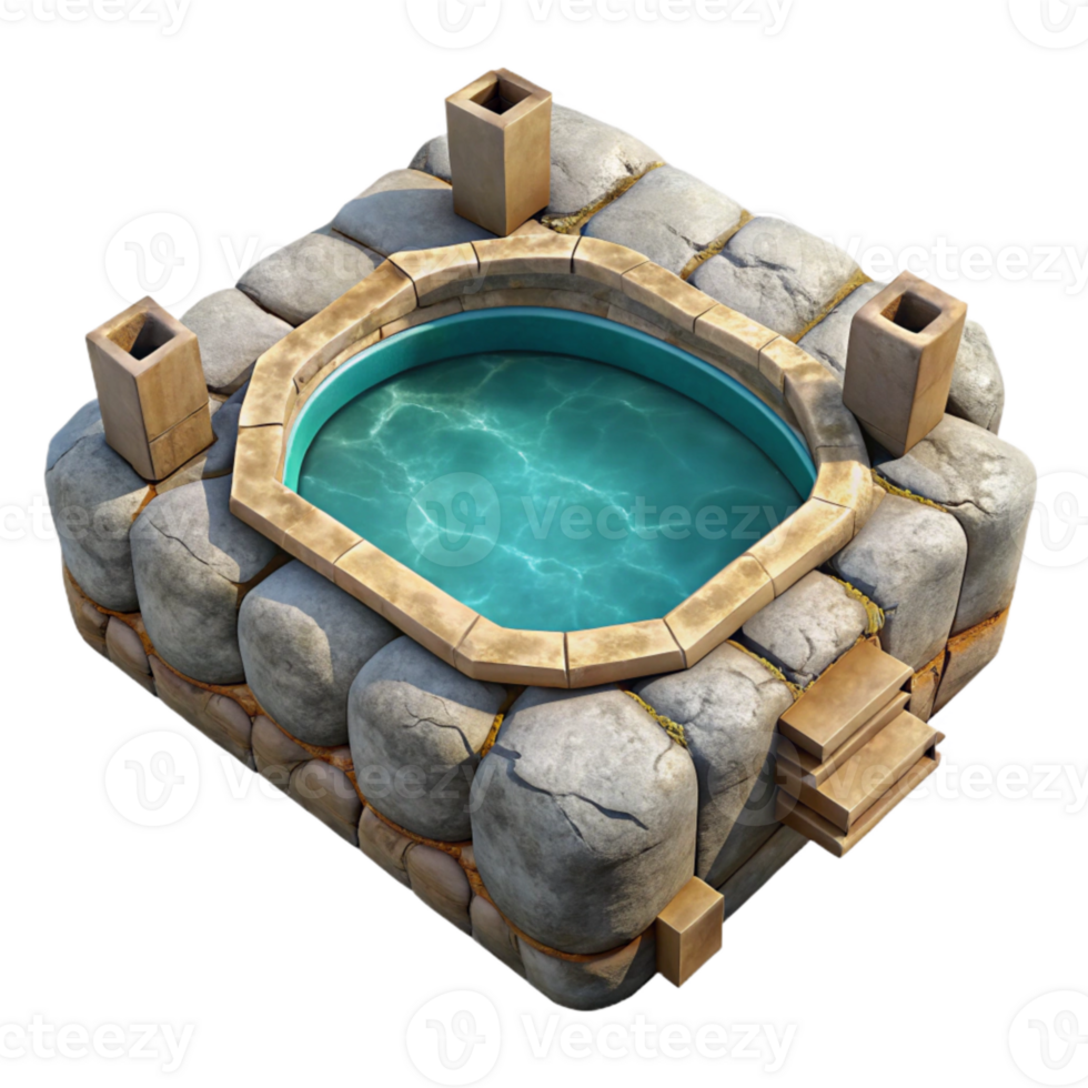 vibrant vintage Geothermal Pool Aerial View Isolated premium png