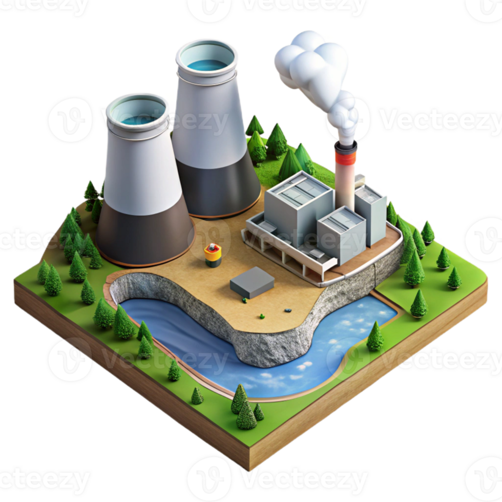 serene rustic Geothermal Power Plant Aerial View Isolated high quality png