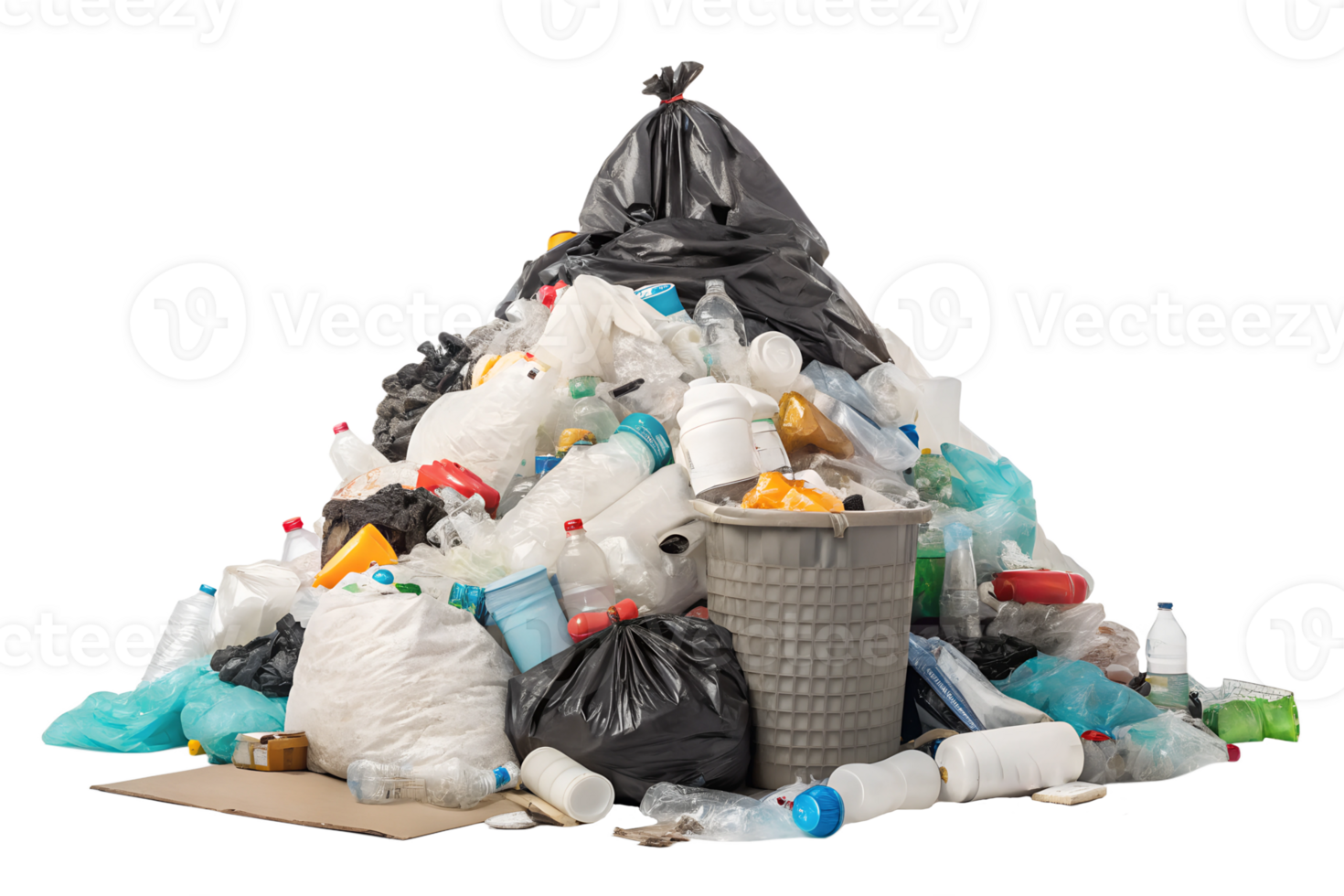 Pile of discarded waste materials at cleanup site png