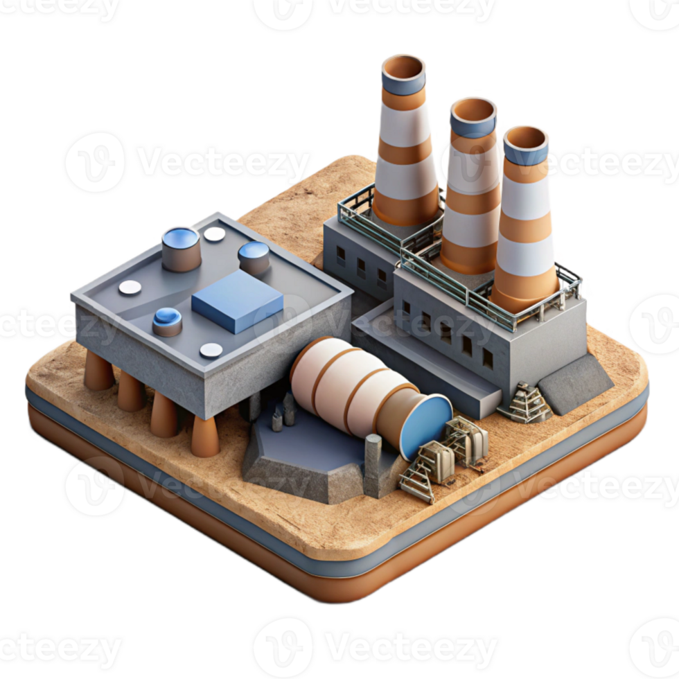 dramatic creative Geothermal Power Plant Aerial View Isolated high resolution png