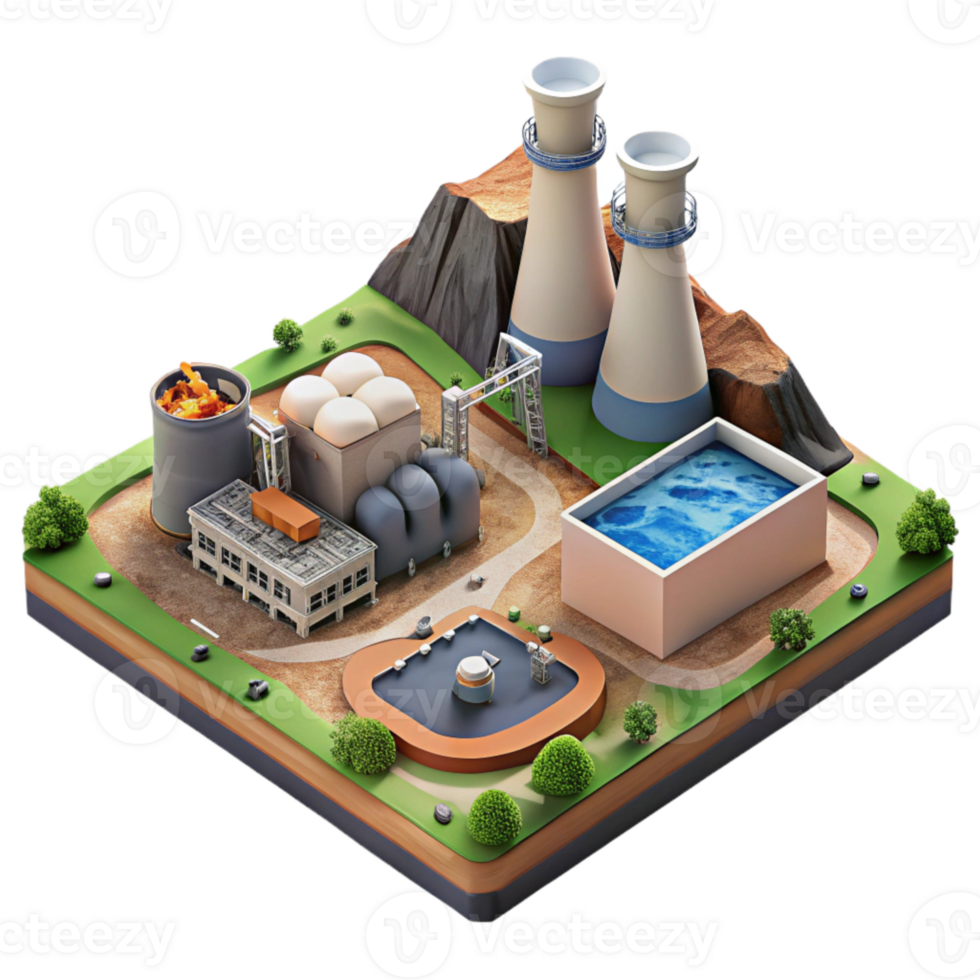 impressive vintage Geothermal Power Plant Geothermal Field Aerial View Cutout high resolution png