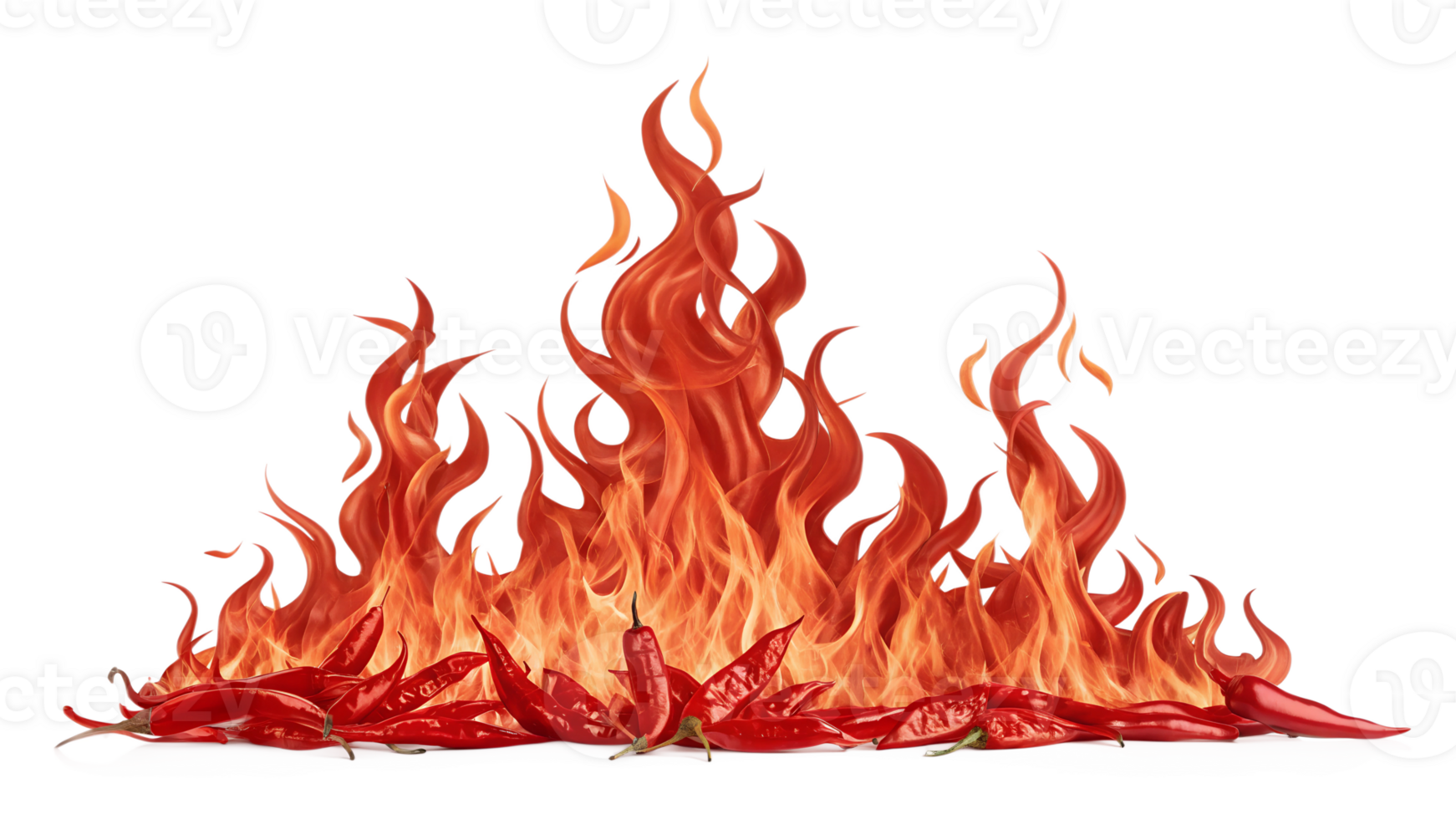 Flames and red peppers create spicy imagery png