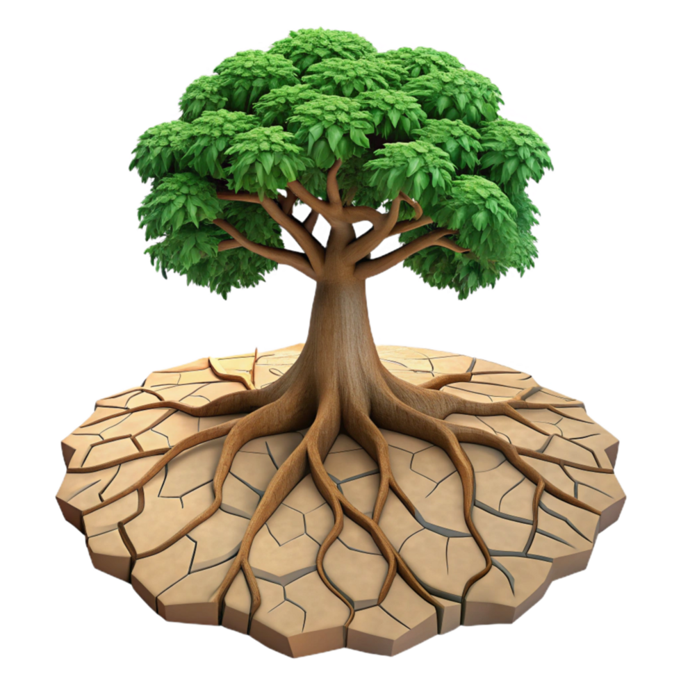 wonderful creative Giant Tree Roots Through Cracked Pavement Transparent Background authentic png