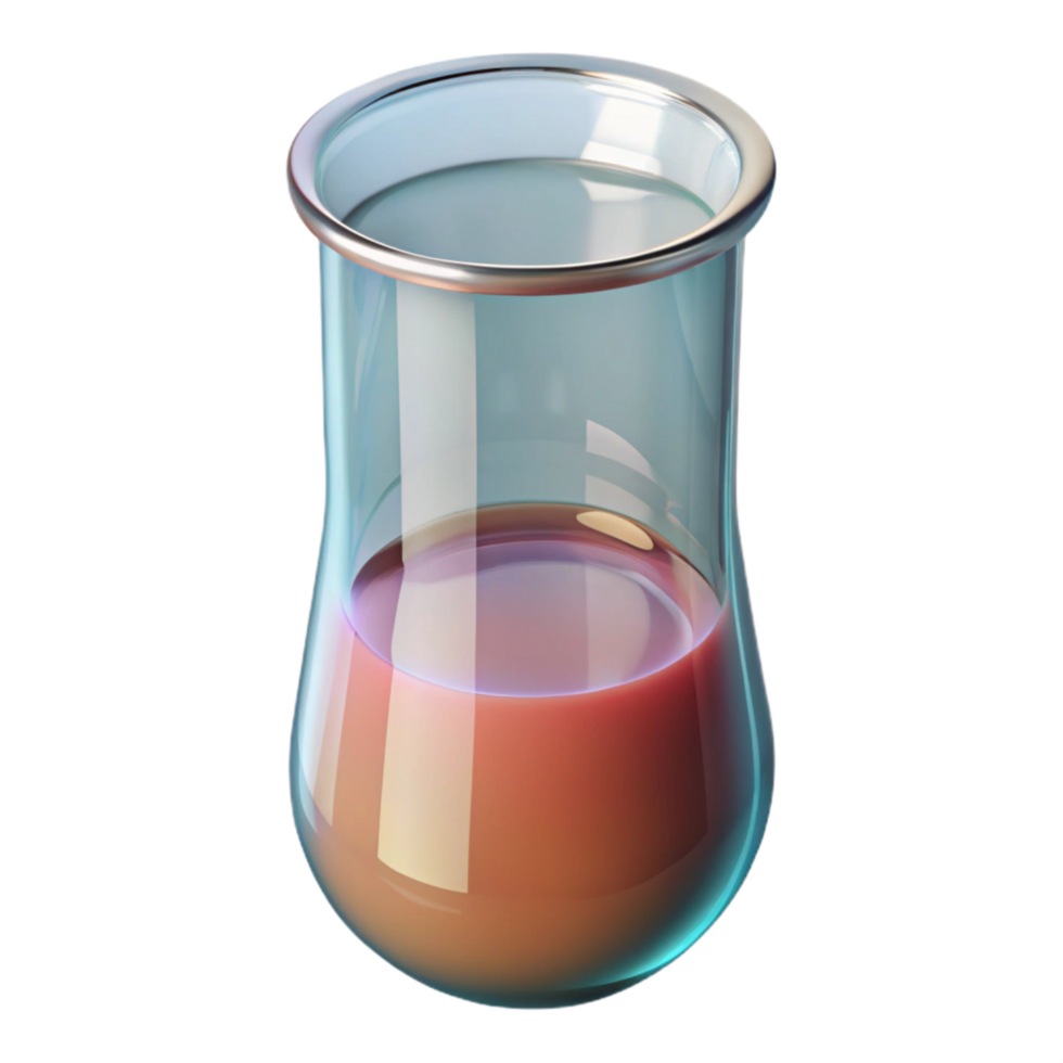 extraordinary rustic Glass Beaker with Liquid Side View Transparent Isolated png