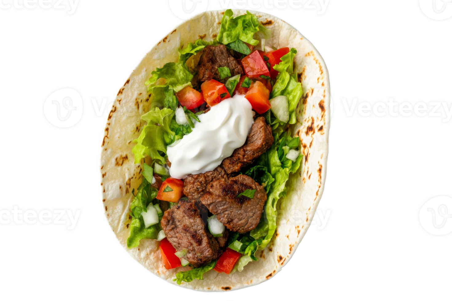 Beef and veggie filled tortilla png