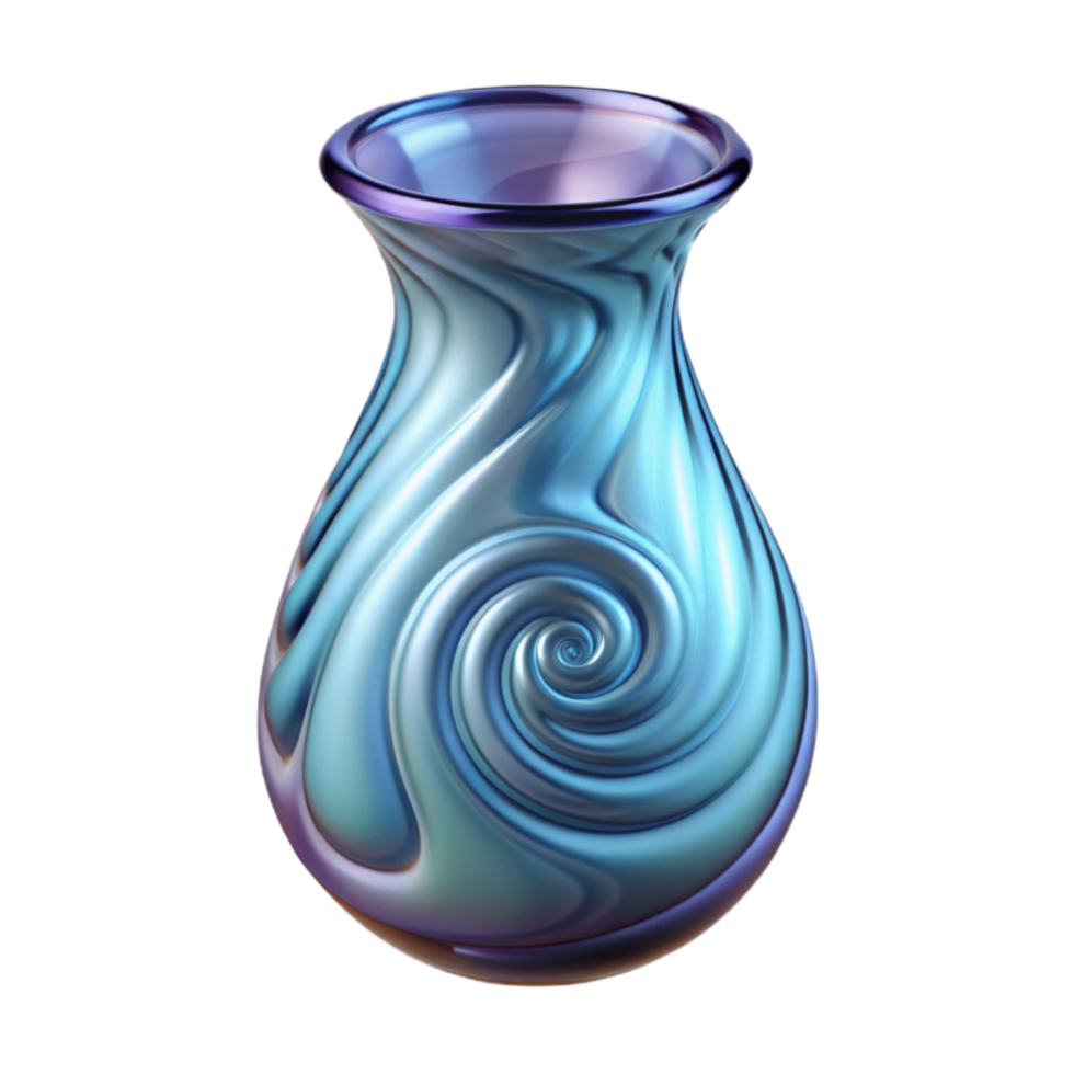 serene minimalist Glass Blown Vase with Swirls Transparent Background Isolated authentic png