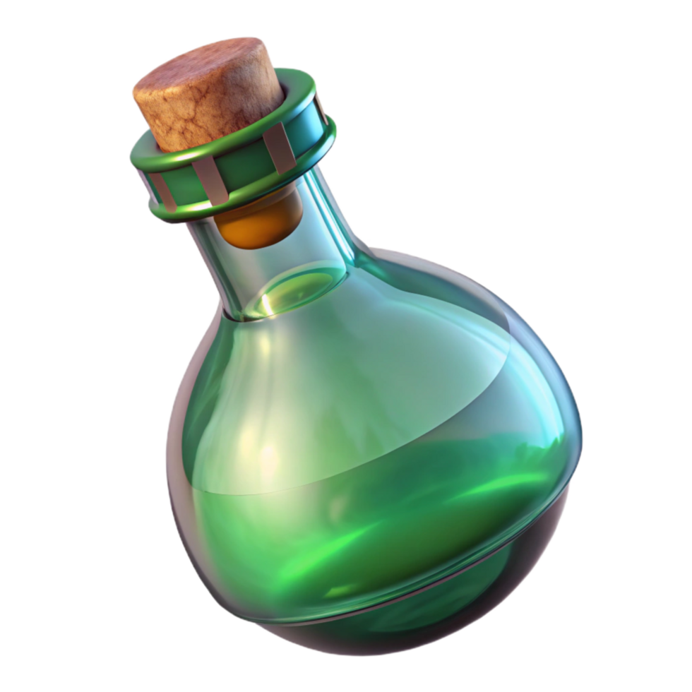dramatic abstract Glass Bottle Green Tint Transparent Background png