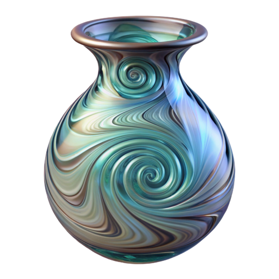 beautiful traditional Glass Blown Vase with Swirls Transparent Background Isolated exclusive png