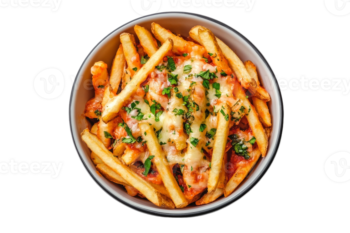 Cheesy herb loaded fries png