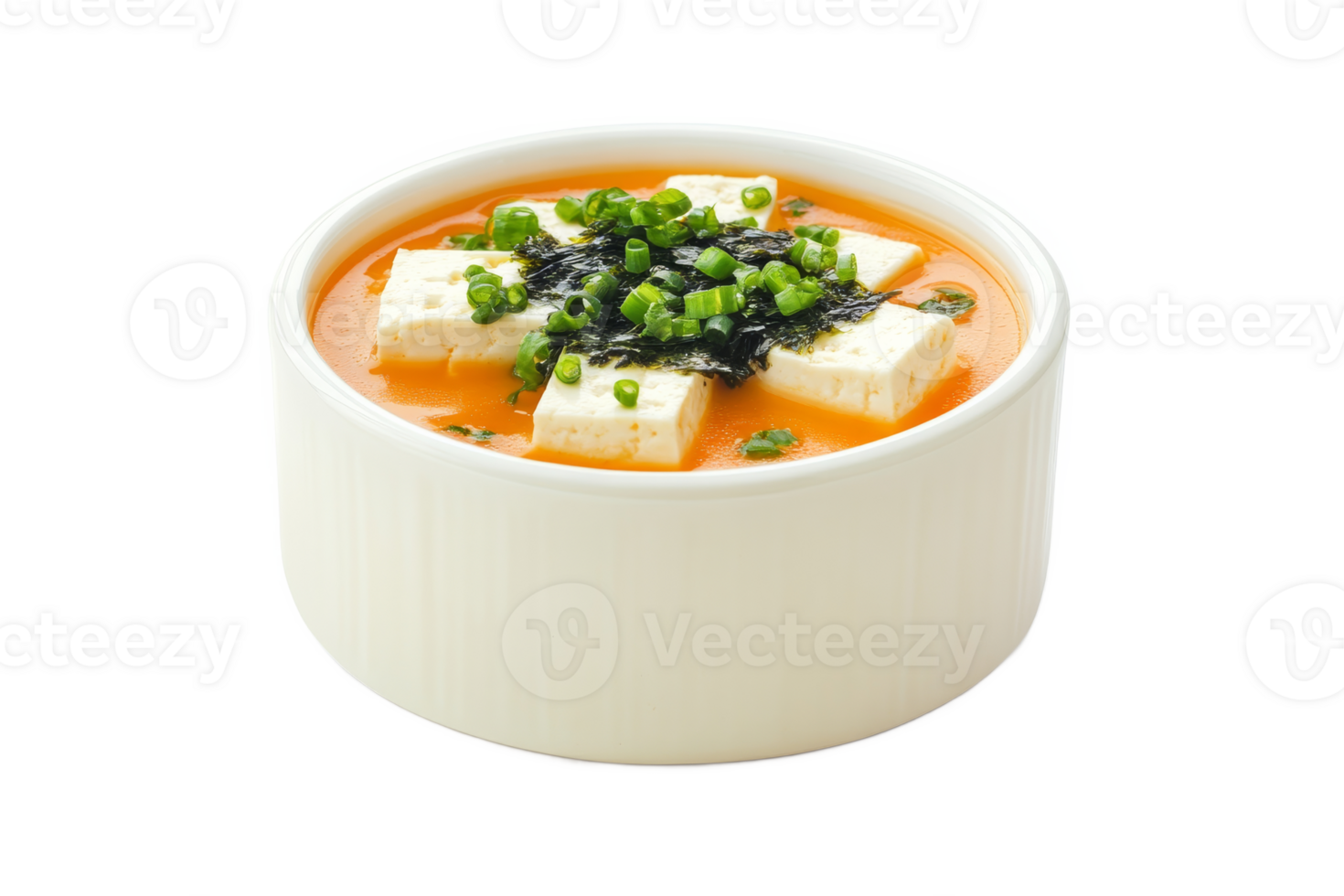 Spicy tofu stew garnished with green onions png