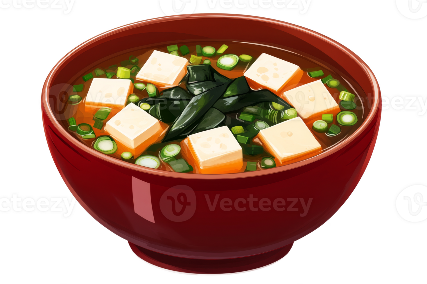 Warm nourishing bowl of miso soup with tofu png
