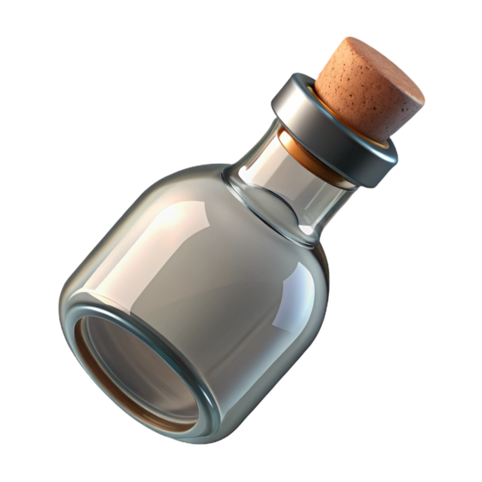 impressive abstract Glass Bottle with Cork Top View Transparent Isolated detailed png