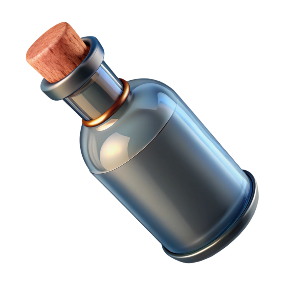 impressive traditional Glass Bottle with Cork Top View Transparent Isolated genuine png