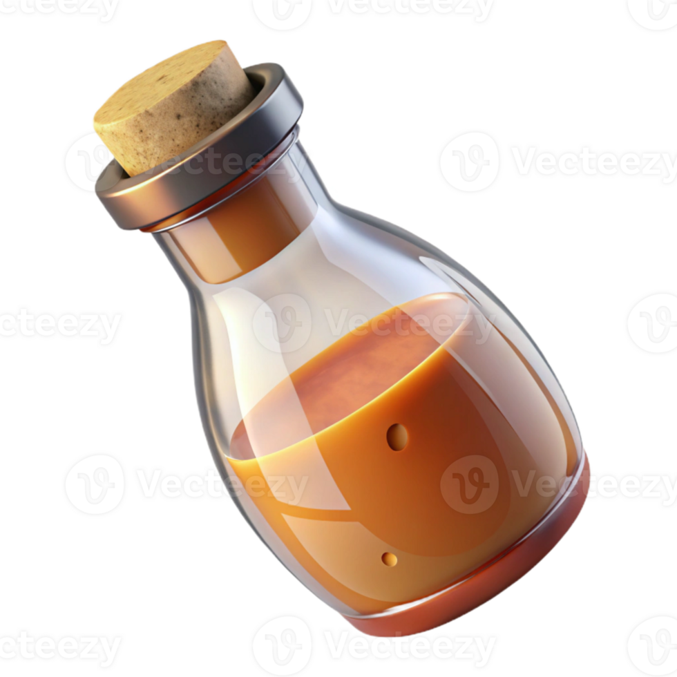 extraordinary artistic Glass Bottle with Juice Inside Cutout high quality png