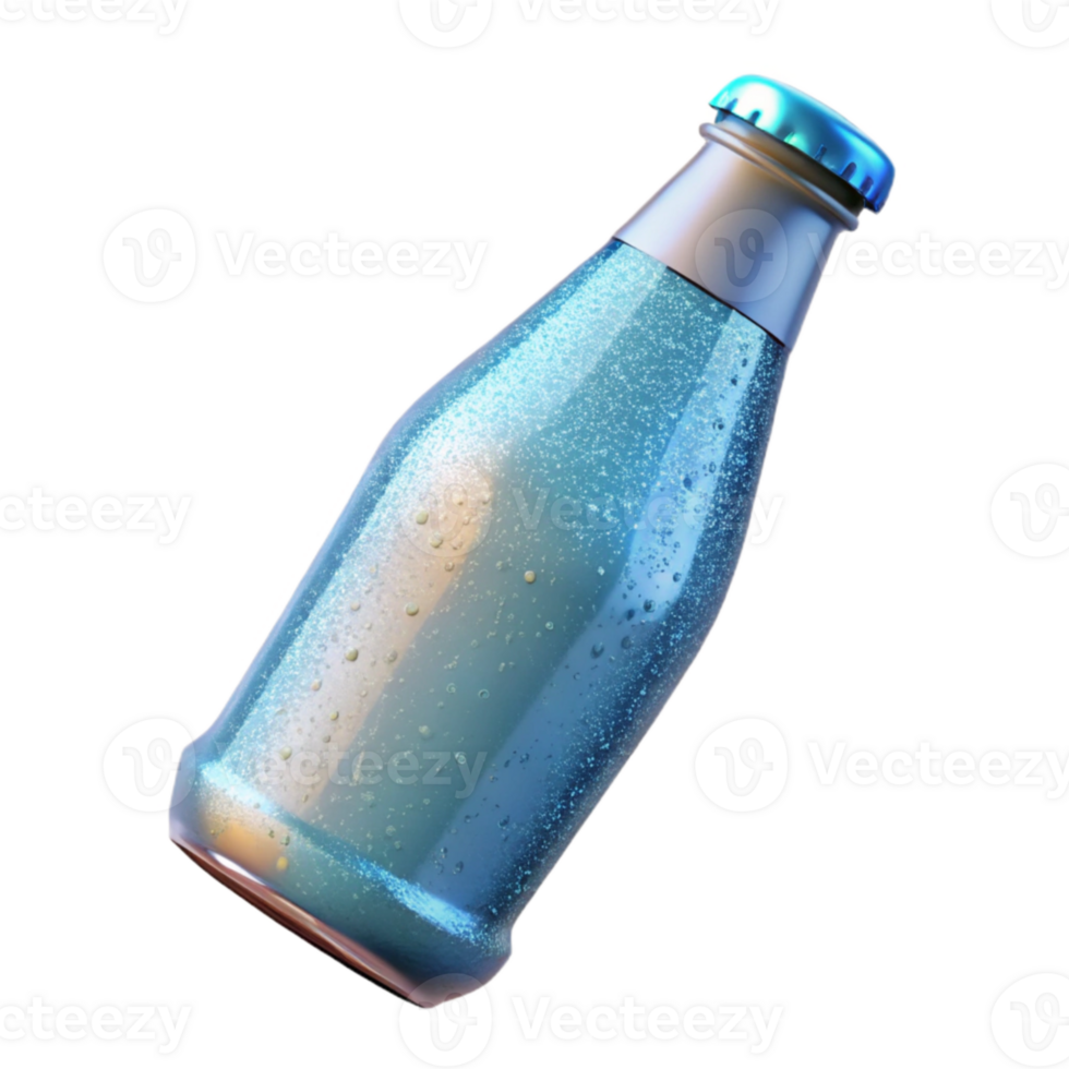 extraordinary artistic Glass Bottle with Sparkling Water Inside Cutout png