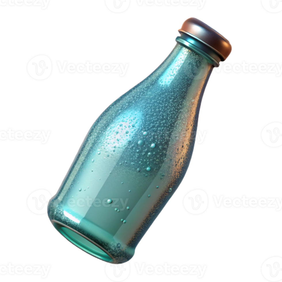 stunning rustic Glass Bottle with Sparkling Water Inside Cutout authentic png