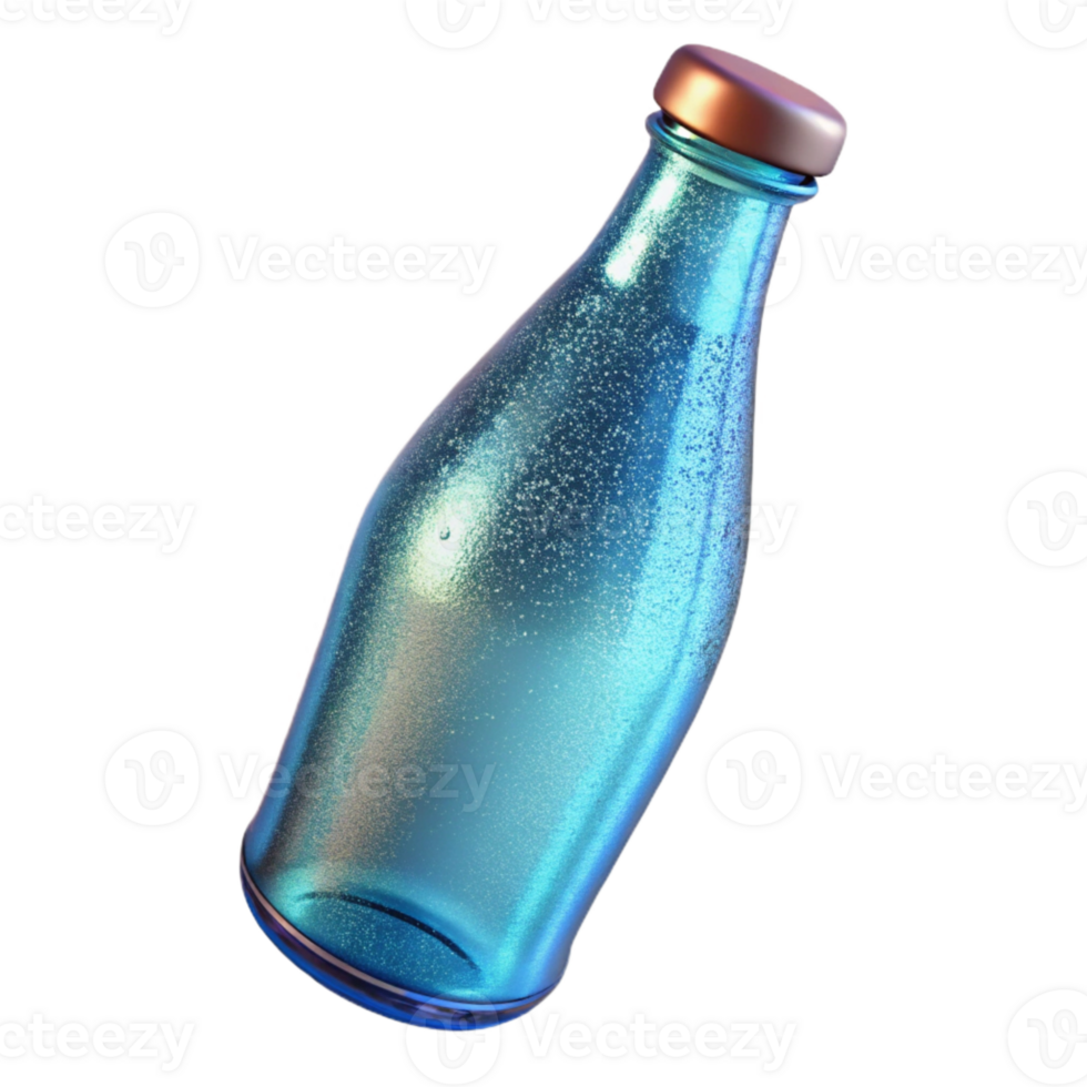 impressive minimalist Glass Bottle with Sparkling Water Inside Cutout high quality png